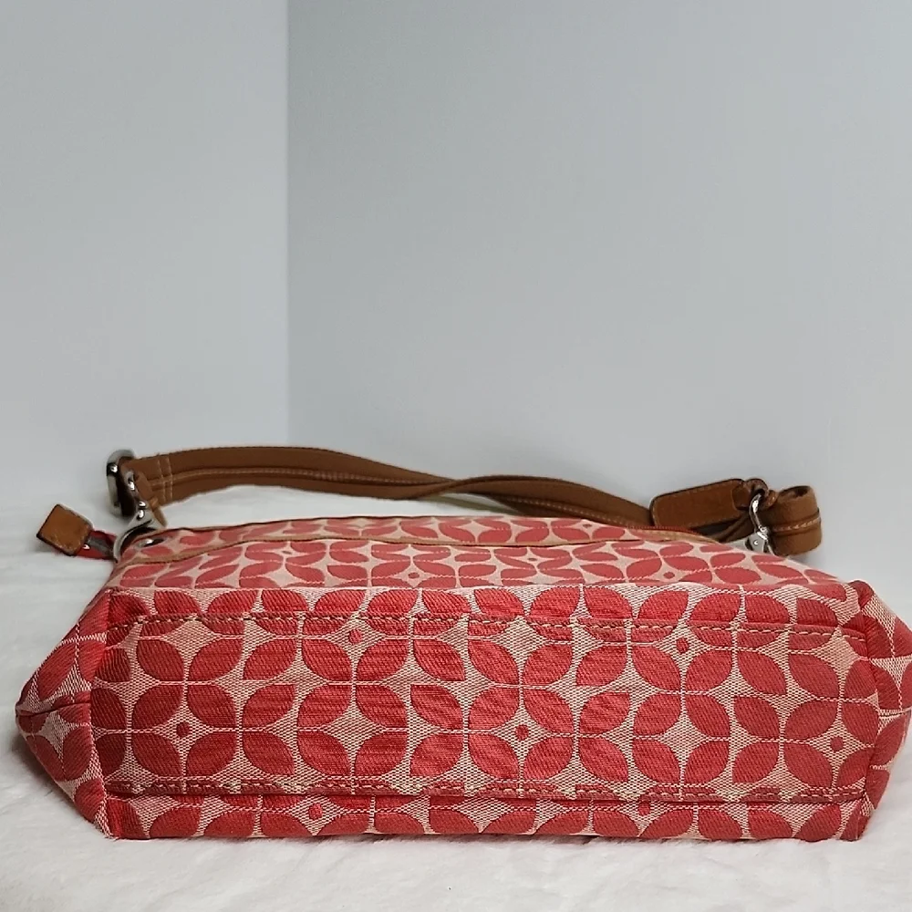 Fossil Orange Patterned Crossbody Bag with Tan Straps